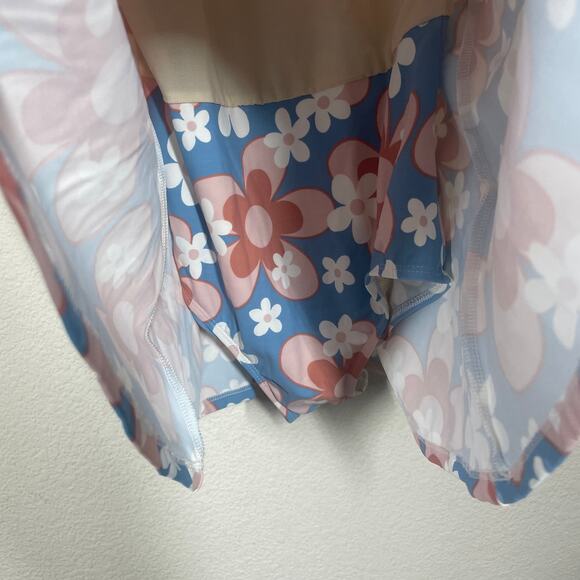 Esther Williams ModCloth 10 One Piece Swim Dress Shorts Blue Chic Let Fun Bloom - Picture 6 of 13